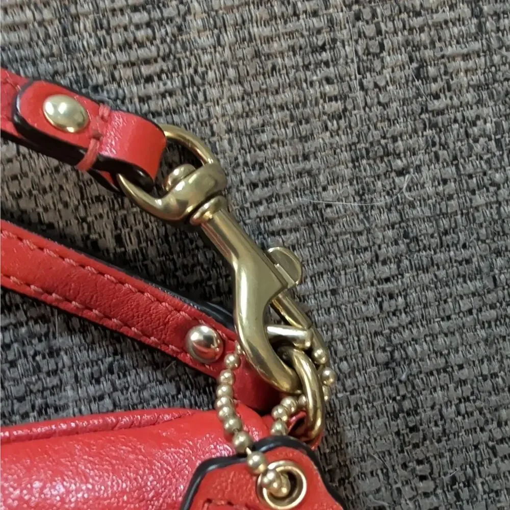 Coach Orange Wristlet Zip Wallet Clutch w/ Wrist Strap, Card Slots, Logo
